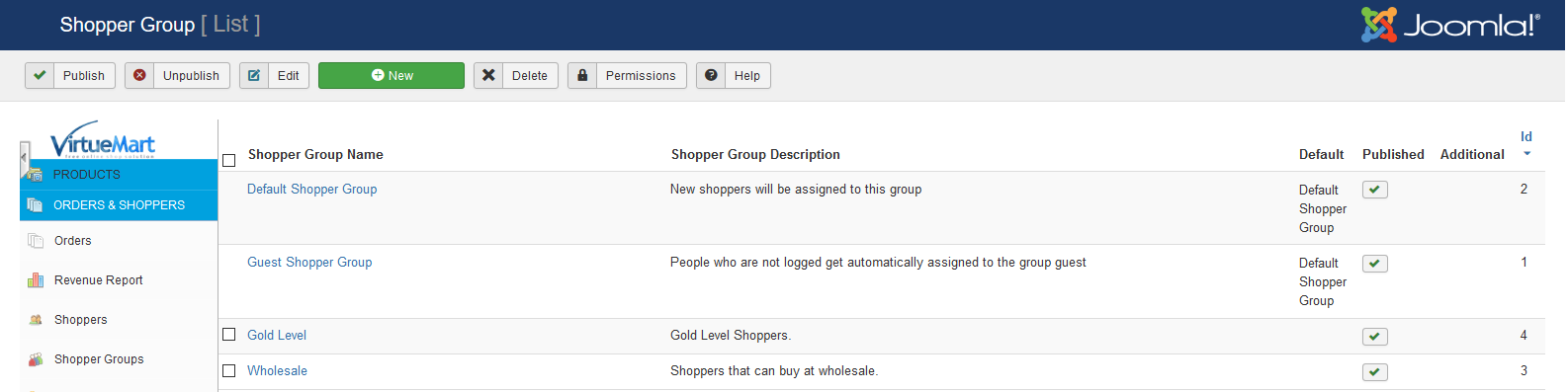 shoppergroups shoppergroup list screen